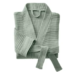 Accappatoio da bagno in garza di cotone L/XL Gaia Verde eucalipto