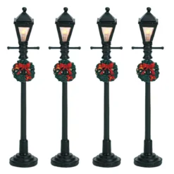 Accessori Lemax 4 lampade stradali illuminate a pile