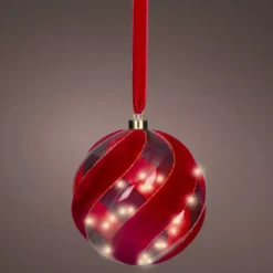 Addobbo natalizio luminoso da appendere con pile 40 LED (D20 cm) Sfera di Venezia Rossa