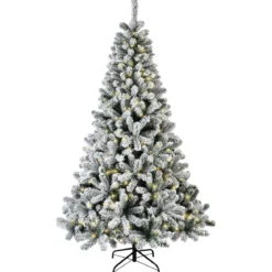 Albero di Natale artificiale luminoso 400 LED H240 cm King Verde innevato
