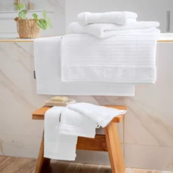 Asciugamano bagno cotone bio (30 x 50 cm) Méline Bianco chantilly