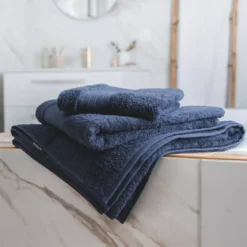 Asciugamano bagno cotone bio (50 x 90 cm) Méline Blu notte