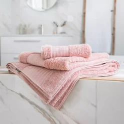 Asciugamano bagno cotone bio (50 x 90 cm) Méline Rosa pesca