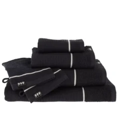 Asciugamano da bagno cotone nido d'ape (70 x 130 cm) Japandi Nero