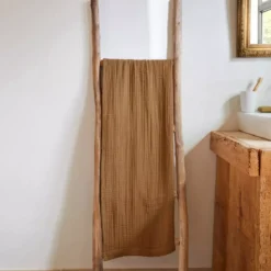 Asciugamano da bagno in garza di cotone (70 x 130 cm) Gaia Camel
