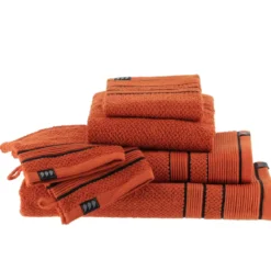 Asciugamano (70 x 130 cm) Black Line Terracotta / nero
