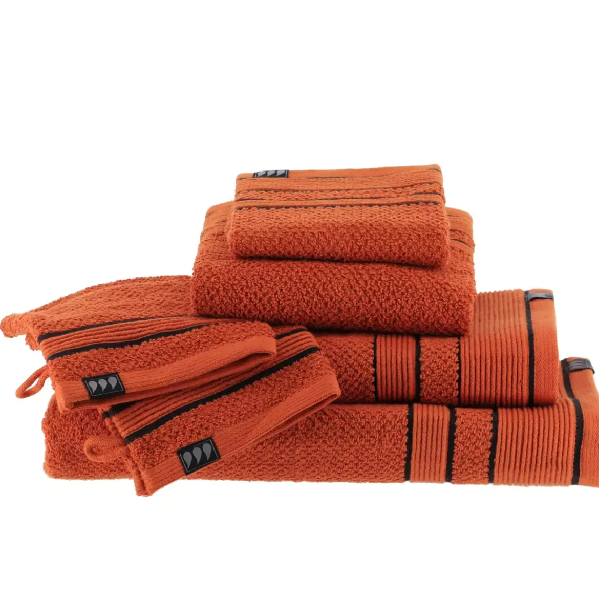 Asciugamano (70 x 130 cm) Black Line Terracotta / nero