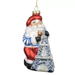 Babbo Natale da appendere in vetro (H14 cm) Parigino Multicolore