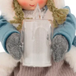 Bambola luminosa seduta (H41 cm) Alice e candela Azzurro