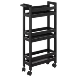 Carrello con 3 livelli a rotelle (40 x 15 x 75 cm) Colorama Nero
