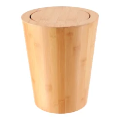 Cestino per il bagno in bambù con coperchio inclinabile Naturo Beige