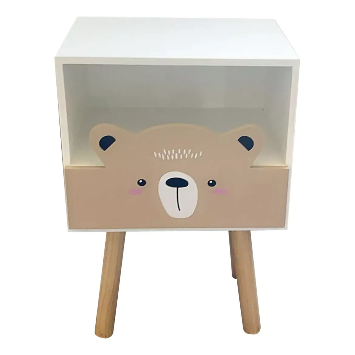 Comodino bambini legno (Alt 45 cm) Orsetto Marrone