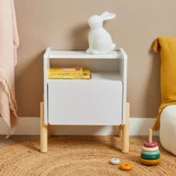 Comodino con cassetto bambino legno (H49 cm) Gabin Bianco