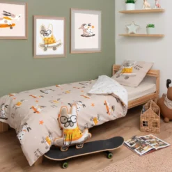 Completo lenzuola per bambini con una federa in cotone (140 x 200 cm) Isidore Multicolore