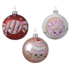 Confezione di 6 palline di Natale (D80 mm) in vetro Gourmandises Rosa
