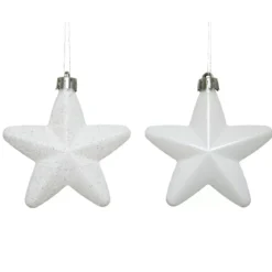 Confezione di 6 stelle di Natale da appendere con clip Bianco