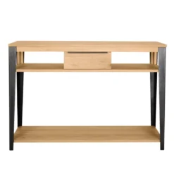 Consolle 1 cassetto in rovere massiccio e metallo (120 x 85 cm) Bristol Naturale