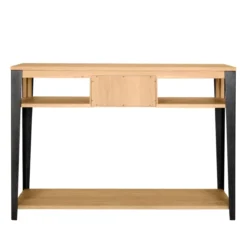 Consolle 1 cassetto in rovere massiccio e metallo (120 x 85 cm) Bristol Naturale