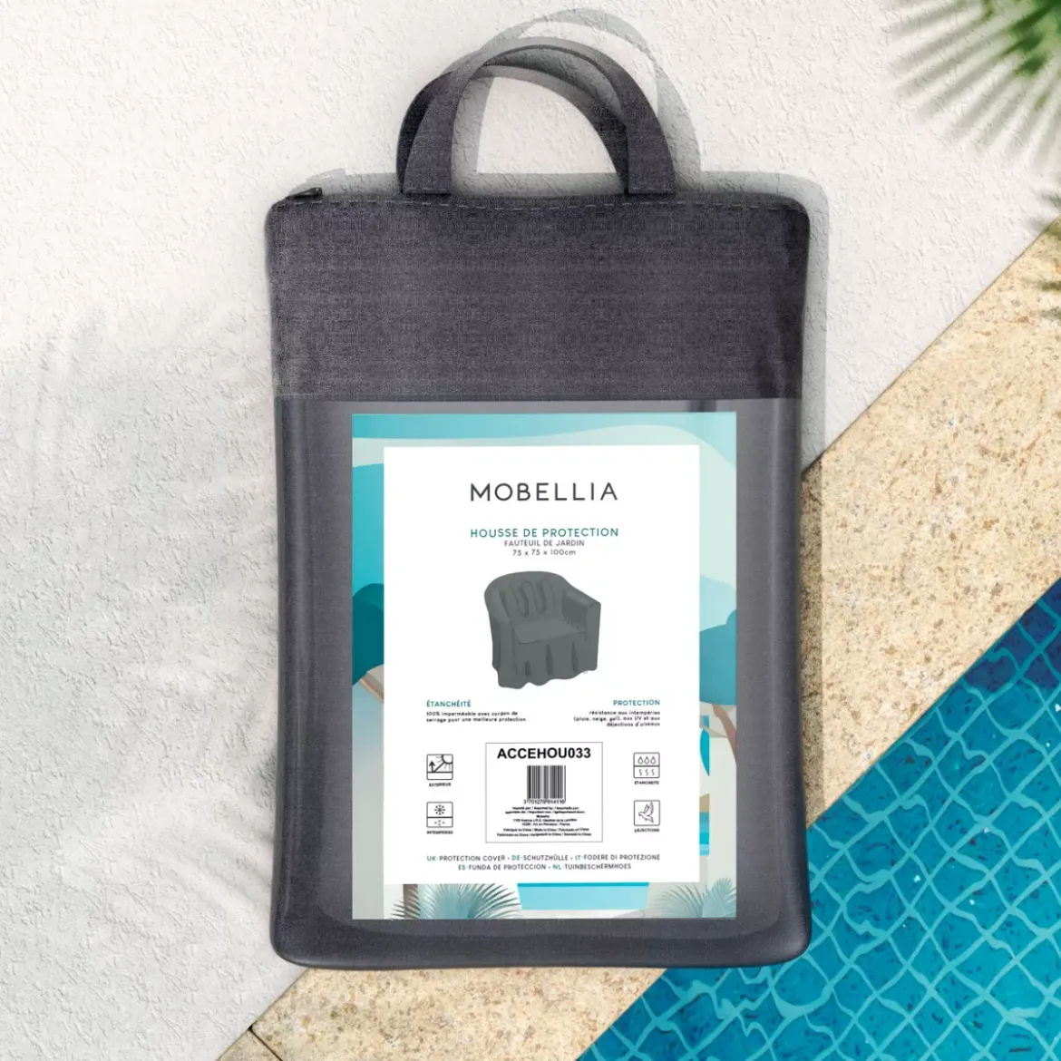 Copertura protettiva impermeabile per sedia da giardino con braccioli 75 x 75 cm - Grigio