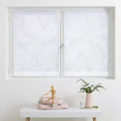 Coppia di tendine trasparenti (60 x 90 cm) Feuilles Bianco