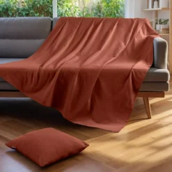 Copriletto cotone (220 x 250 cm) Léa Terracotta