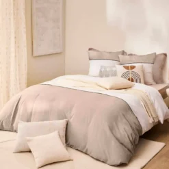 Copripiumino e due federe in cotone (240 x 220 cm) Gabrielle Beige