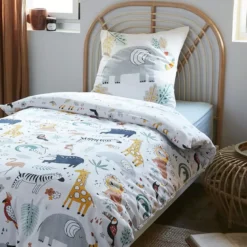 Copripiumino e due federe per bambini in cotone (240 x 220 cm) Savana Multicolore