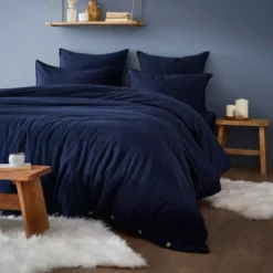 Copripiumino flanella di cotone (260 x 240 cm) Nina Blu navy
