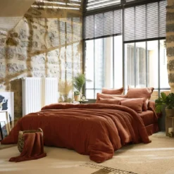 Copripiumino garza di cotone (240 x 220 cm) Gaïa Terracotta