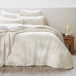 Copripiumino garza di cotone (260 x 240 cm) Gaïa vichy Beige