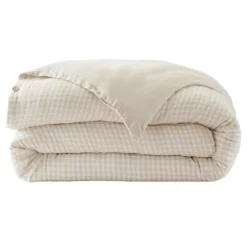 Copripiumino garza di cotone (200 x 200 cm) Gaïa vichy Beige