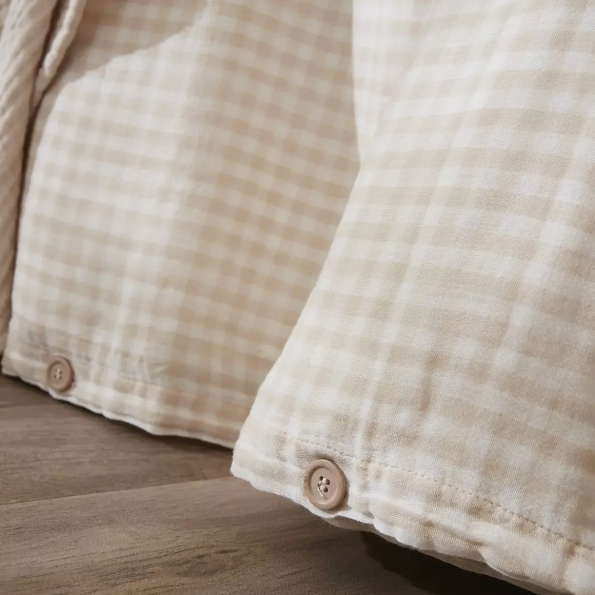 Copripiumino garza di cotone (200 x 200 cm) Gaïa vichy Beige
