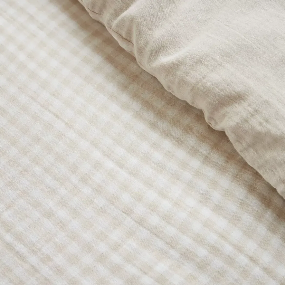 Copripiumino garza di cotone (200 x 200 cm) Gaïa vichy Beige