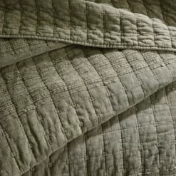 Copripiumino in cotone trapuntato (220 x 240 cm) Lena Verde rosmarino