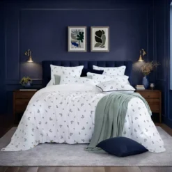 Copripiumino in garza di cotone reversibile (200 x 200 cm) Gaïa Iris Blu