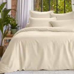 Copripiumino in lyocell Tencel™ lavato (260 x 240 cm) Olivia Beige pampa