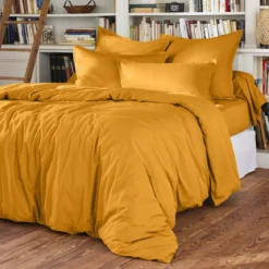 Copripiumino in percalle di cotone (280 x 240 cm) Cali Giallo senape