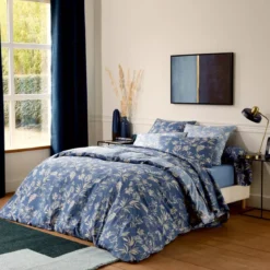 Copripiumino in percalle di cotone (240 x 220 cm) Eloïse Blu