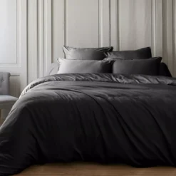 Copripiumino in raso di bambù (200 x 200 cm) Sienna Nero