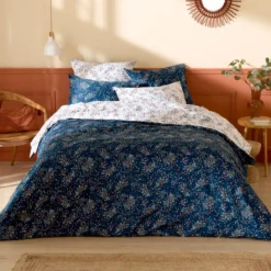 Copripiumino in raso di cotone (240 x 220 cm) Lilou Blu navy