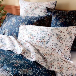 Copripiumino in raso di cotone (240 x 220 cm) Lilou Blu navy