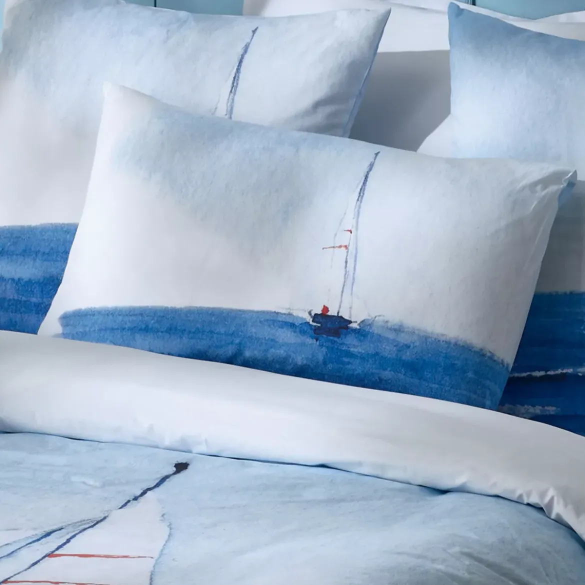 Copripiumino percalle di cotone (260 x 240 cm) Regate Blu