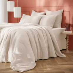 Copripiumino quadrupla garza di cotone (260 x 240 cm) Victoria x Gaïa Beige pampa