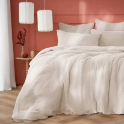 Copripiumino quadrupla garza di cotone (260 x 240 cm) Victoria x Gaïa Beige pampa