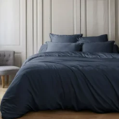 Copripiumino raso di bambù (140 x 200 cm) Sienna Blu notte