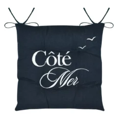 Cuscino per sedia quadrato in cotone (38x38 cm) Bordemer Blu navy