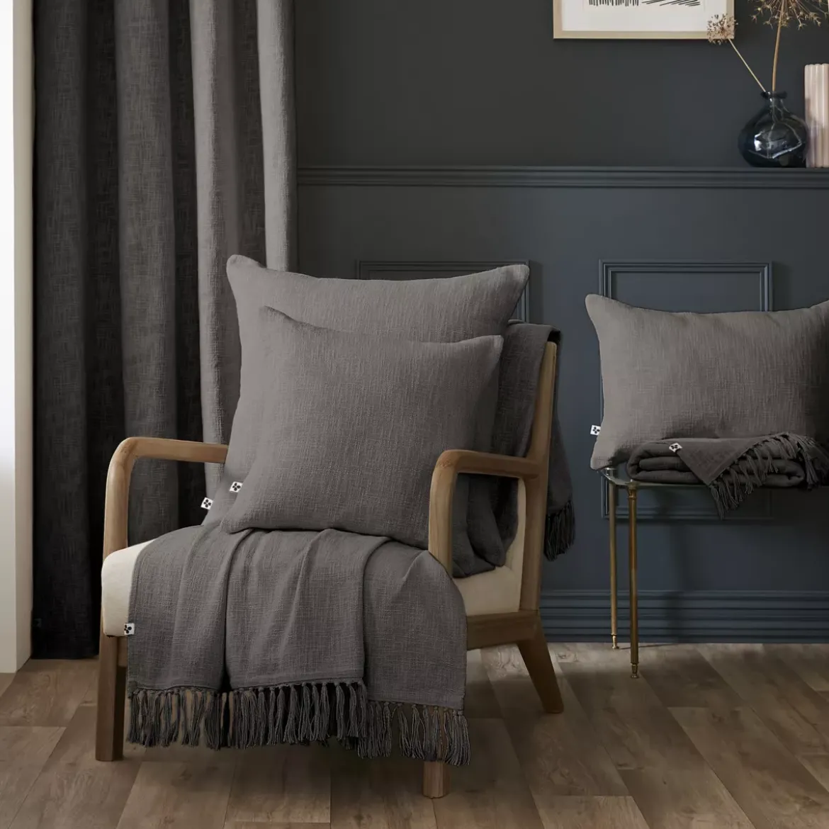 Cuscino quadrato cotone (60 x 60 cm) Sixtine Grigio ardesia