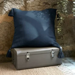 Cuscino quadrato garza di cotone (40 cm) Gaïa Blu notte