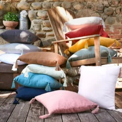 Cuscino quadrato garza di cotone (60 x 60 cm) Gaïa Albicocca