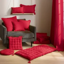 Cuscino quadrato in cotone (60 x 60 cm) Pixel Rosso